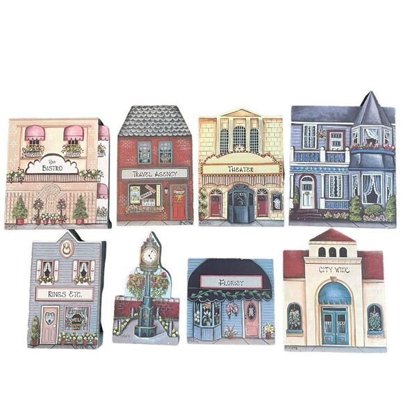 Brandywine Woodcrafts Inc Shelf Sitters Yorktown Virginia Busy Street‎ 8 Lot VTG - Picture 1 of 11